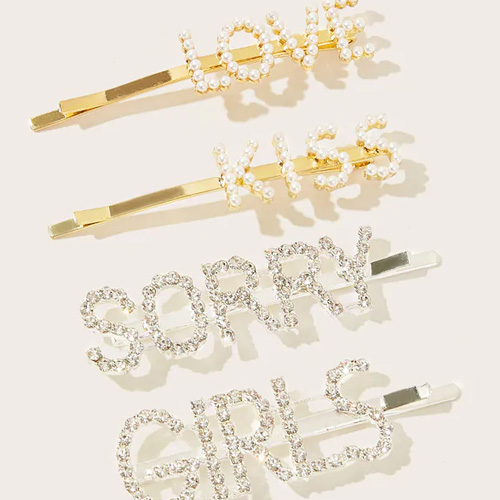 Faux Pearl & Rhinestone Letter Hairpins